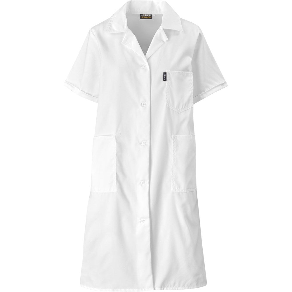 Marriot Polycotton Housecoat WHITE