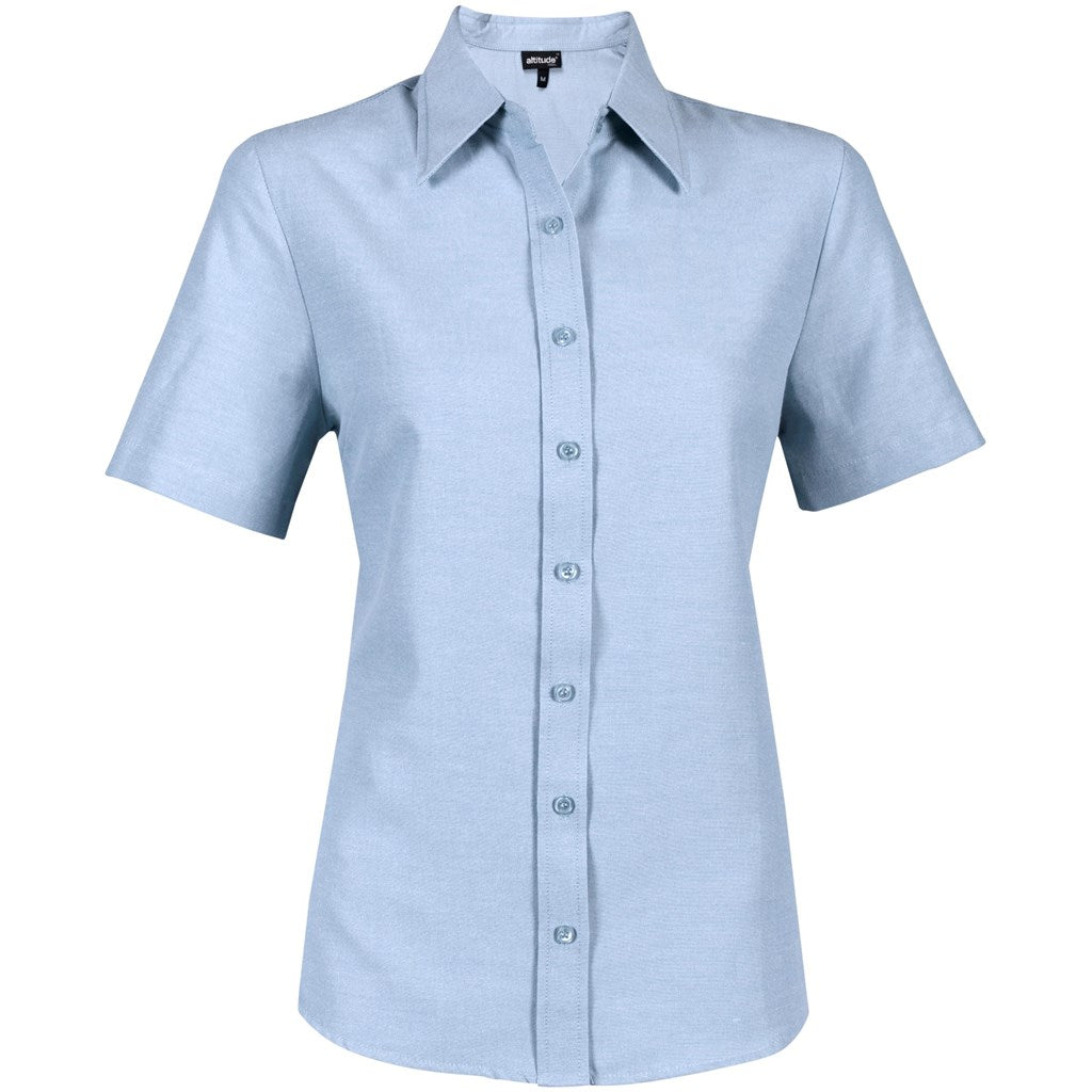 Ladies Short Sleeve Oxford Shirt - Light Blue LIGHT BLUE
