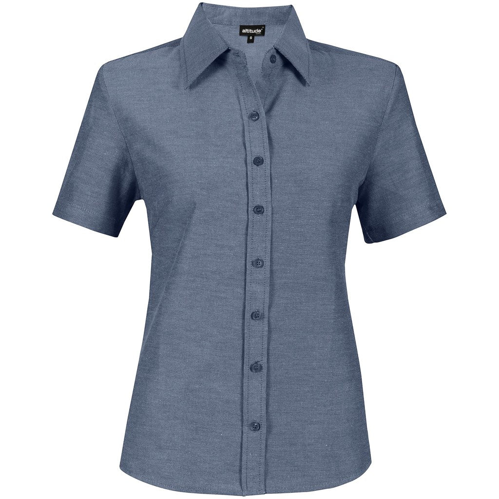 Ladies Short Sleeve Oxford Shirt - Navy NAVY