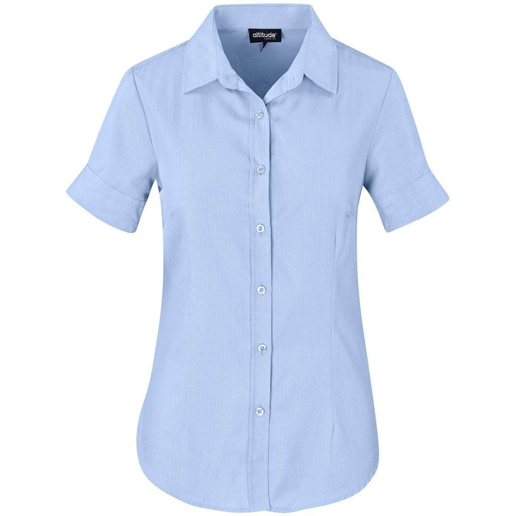 Ladies Short Sleeve Nottingham Shirt SKY BLUE