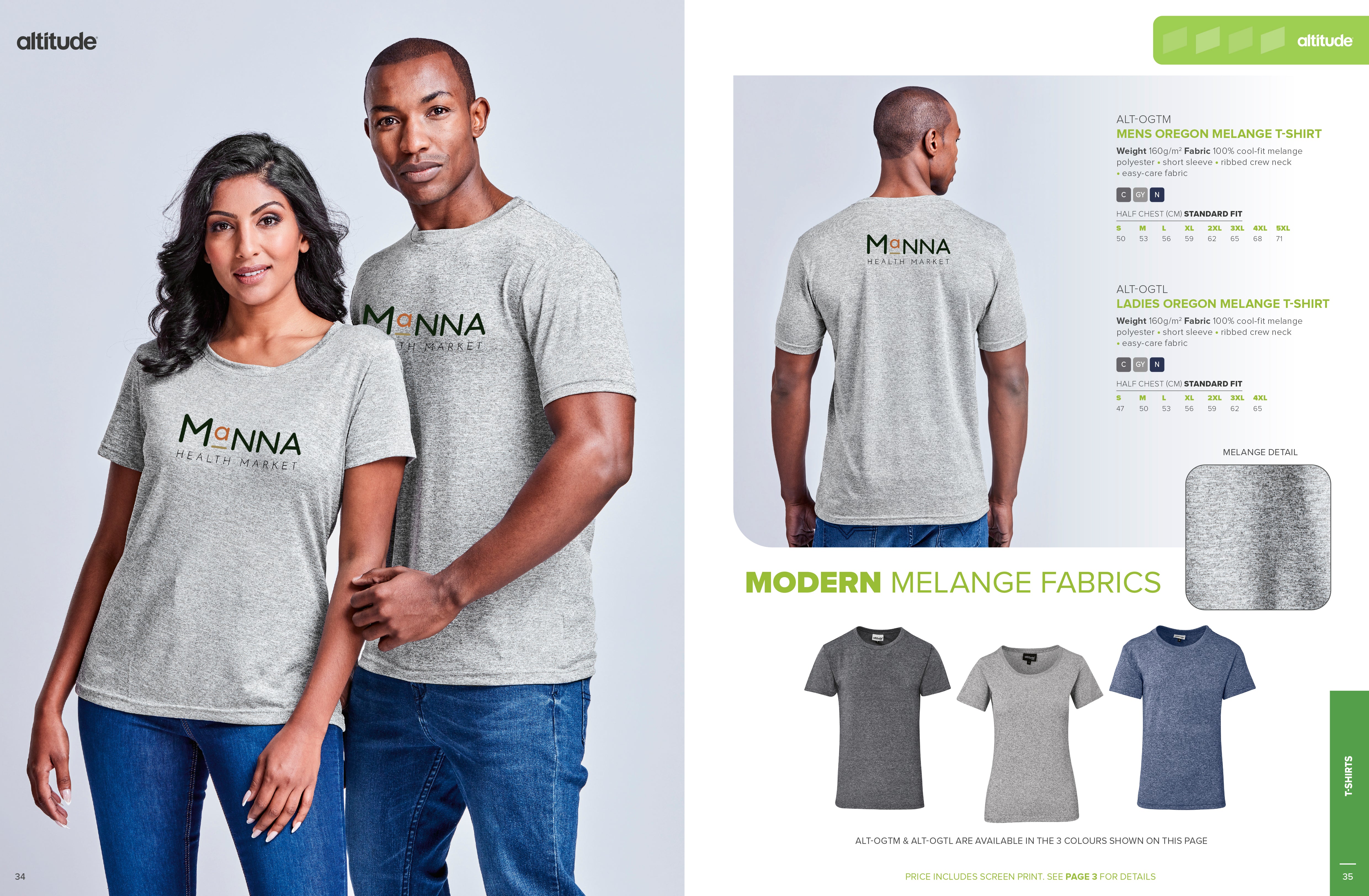 Mens Oregon Melange T-Shirt