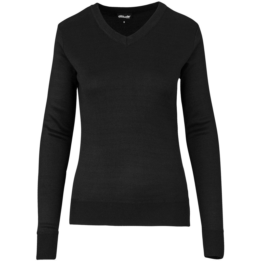 Ladies Long Sleeve Peru V-Neck Jersey - Grey BLACK