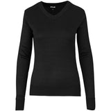 Ladies Long Sleeve Peru V-Neck Jersey - Grey BLACK