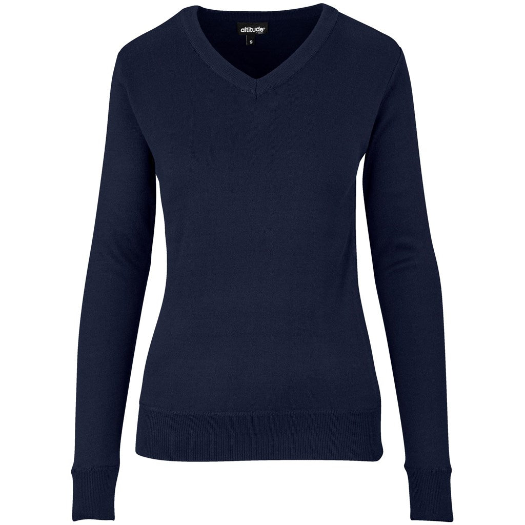 Ladies Long Sleeve Peru V-Neck Jersey - Grey NAVY