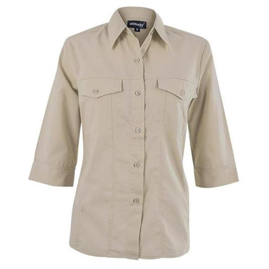 Ladies 3/4 Sleeve Sally Casual Shirt - Stone STONE