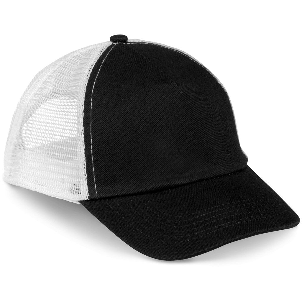 Trucker Cap - 5 Panel BLACK WHITE