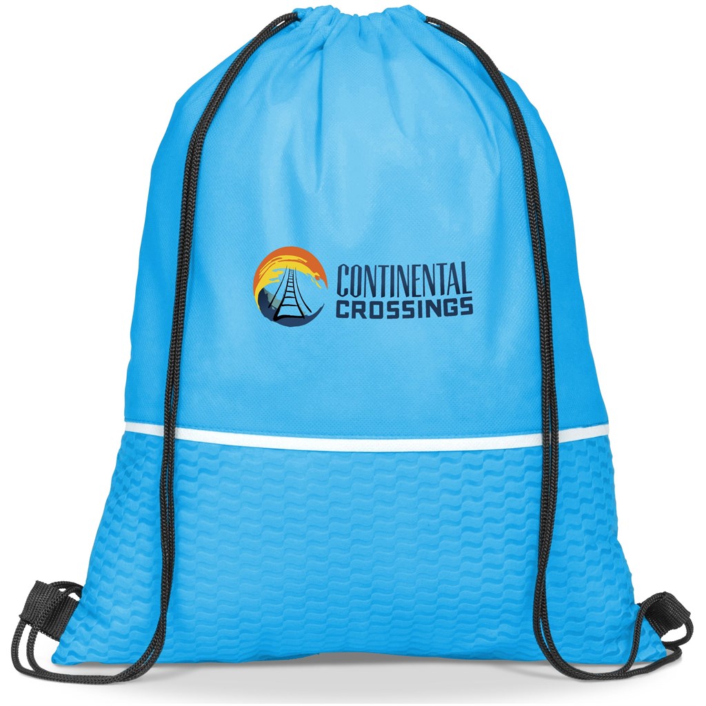 Brighton Non-Woven Drawstring Bag CYAN