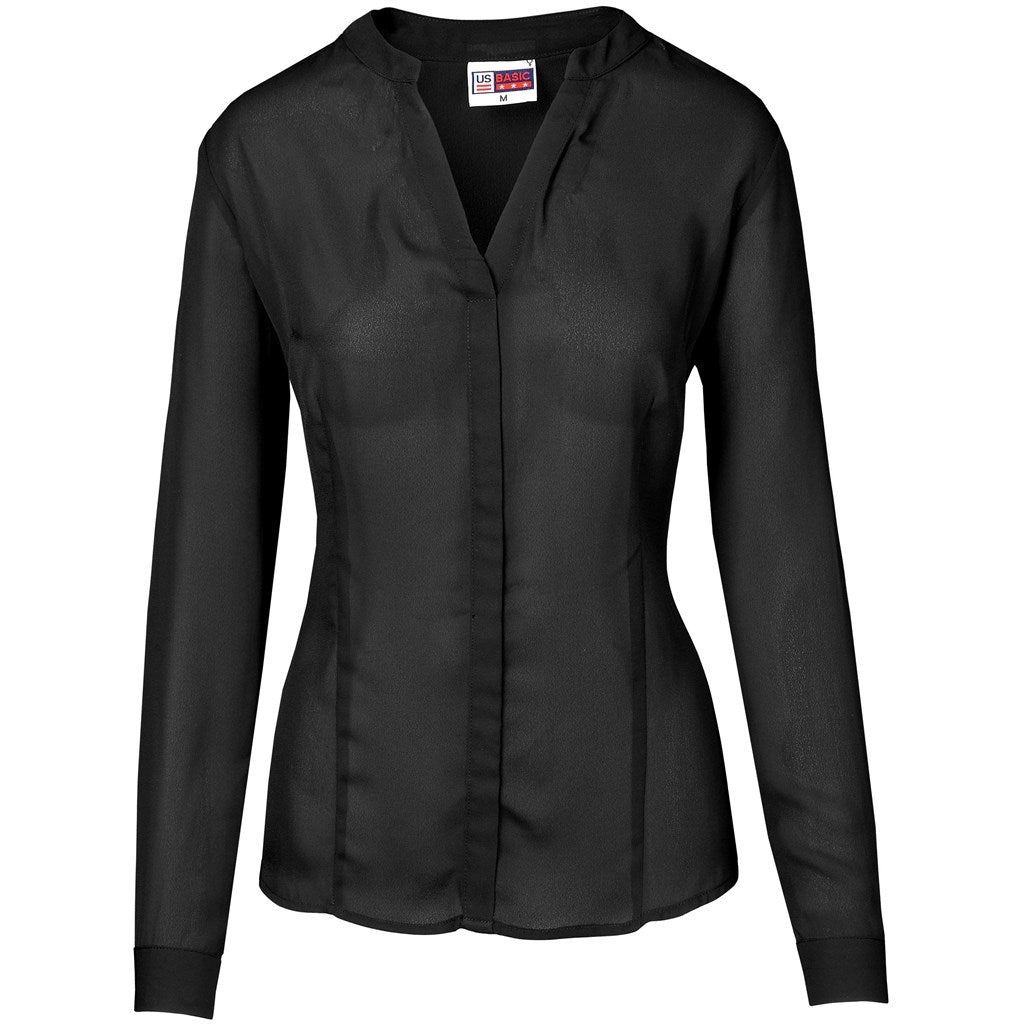 Ladies Long Sleeve Ava Blouse BLACK