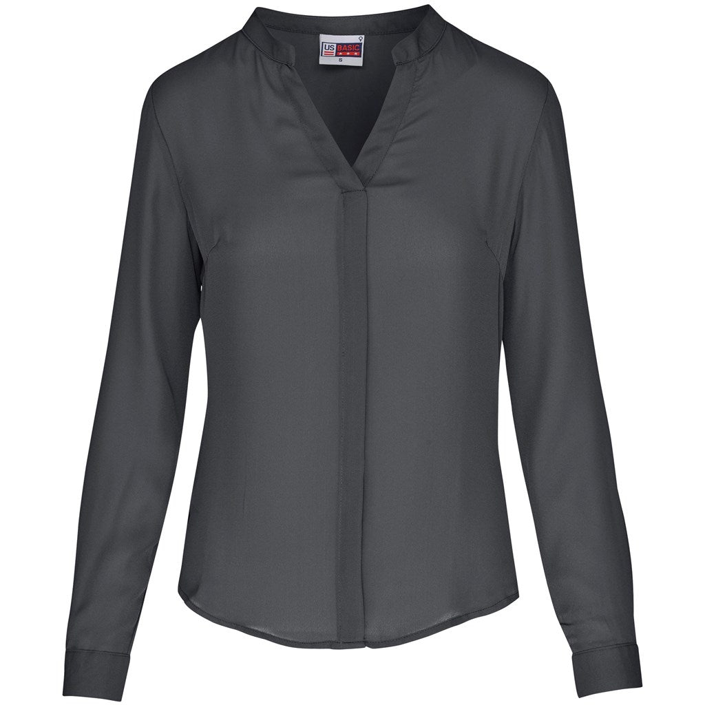 Ladies Long Sleeve Ava Blouse CHARCOAL
