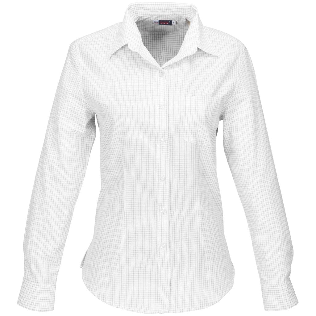 Ladies Long Sleeve Huntington Shirt - White Black WHITE BLACK
