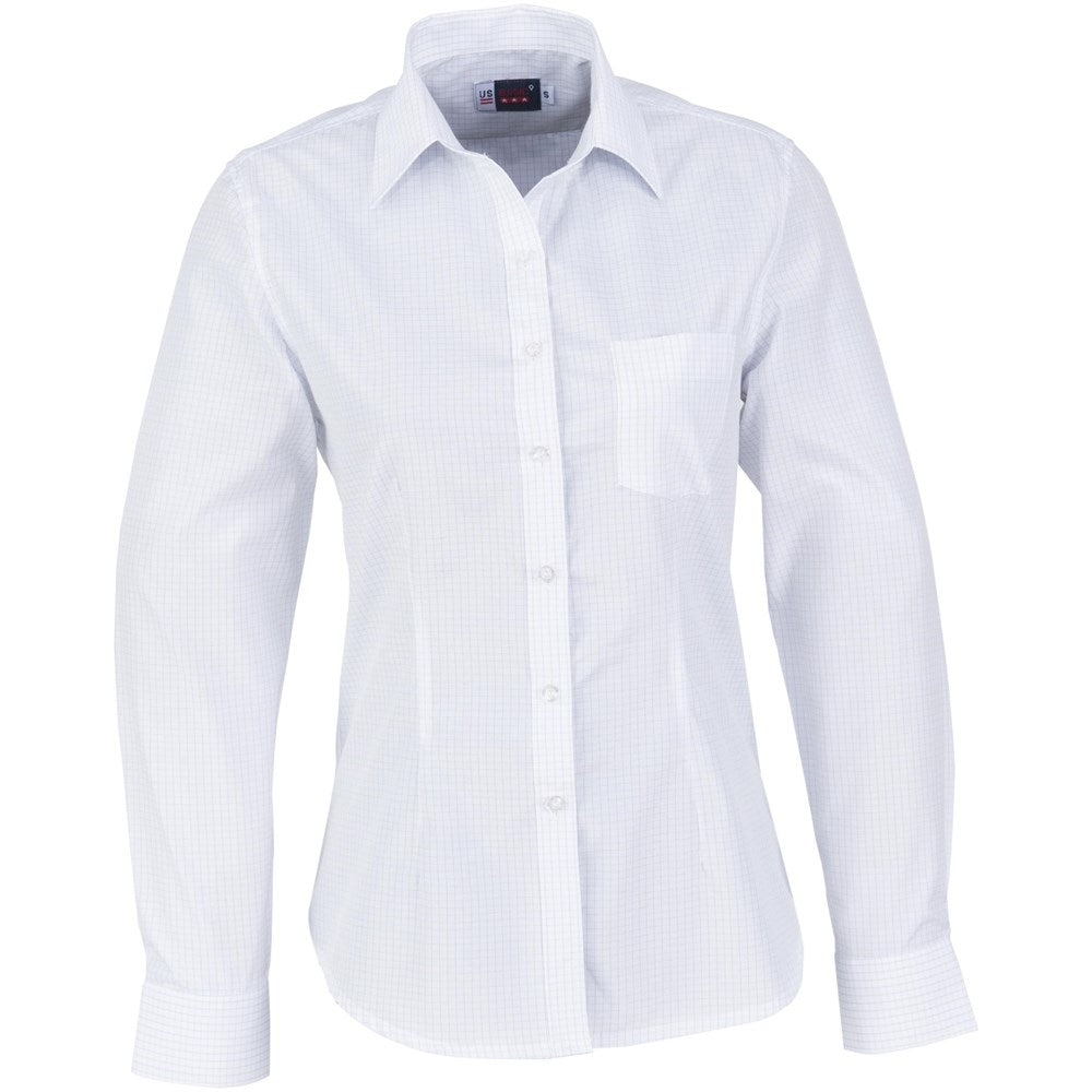 Ladies Long Sleeve Huntington Shirt - White Light Blue WHITE LIGHT BLUE