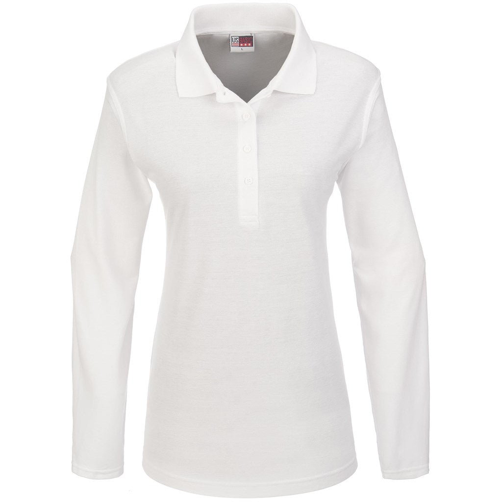 Ladies Long Sleeve Boston Golf Shirt - White WHITE