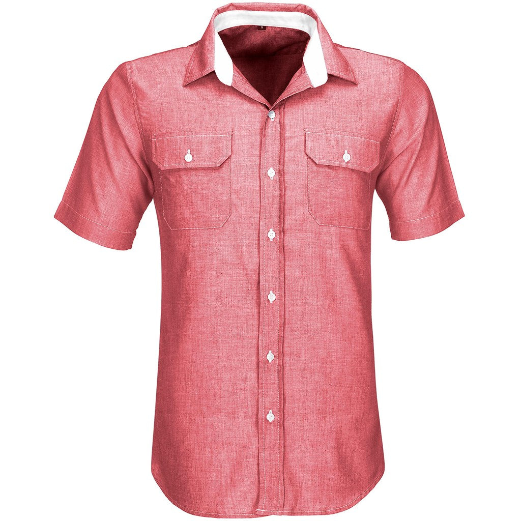 Mens Short Sleeve Windsor Shirt - Red RED
