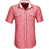Mens Short Sleeve Windsor Shirt - Red RED