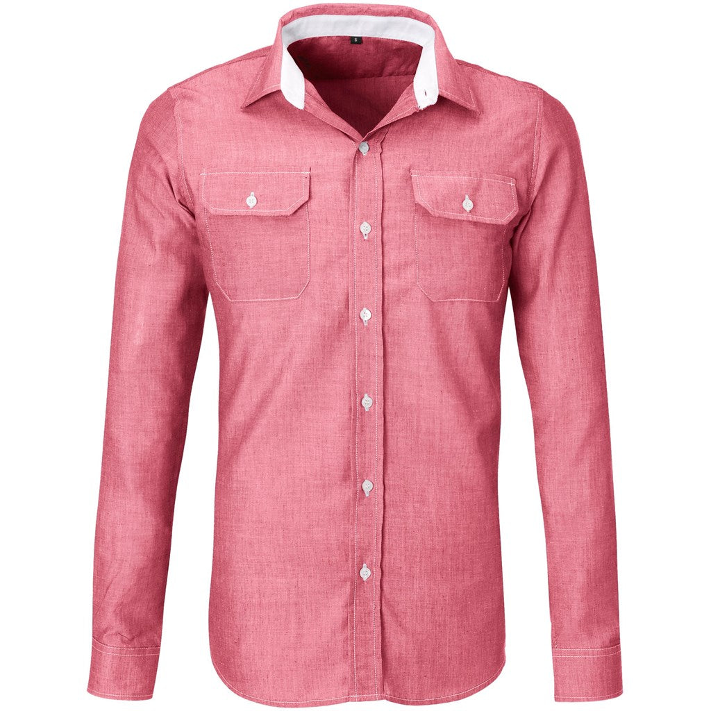 Mens Long Sleeve Windsor Shirt - Red RED