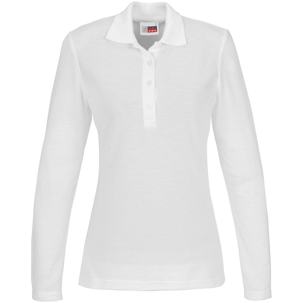 Ladies Long Sleeve Elemental Golf Shirt WHITE