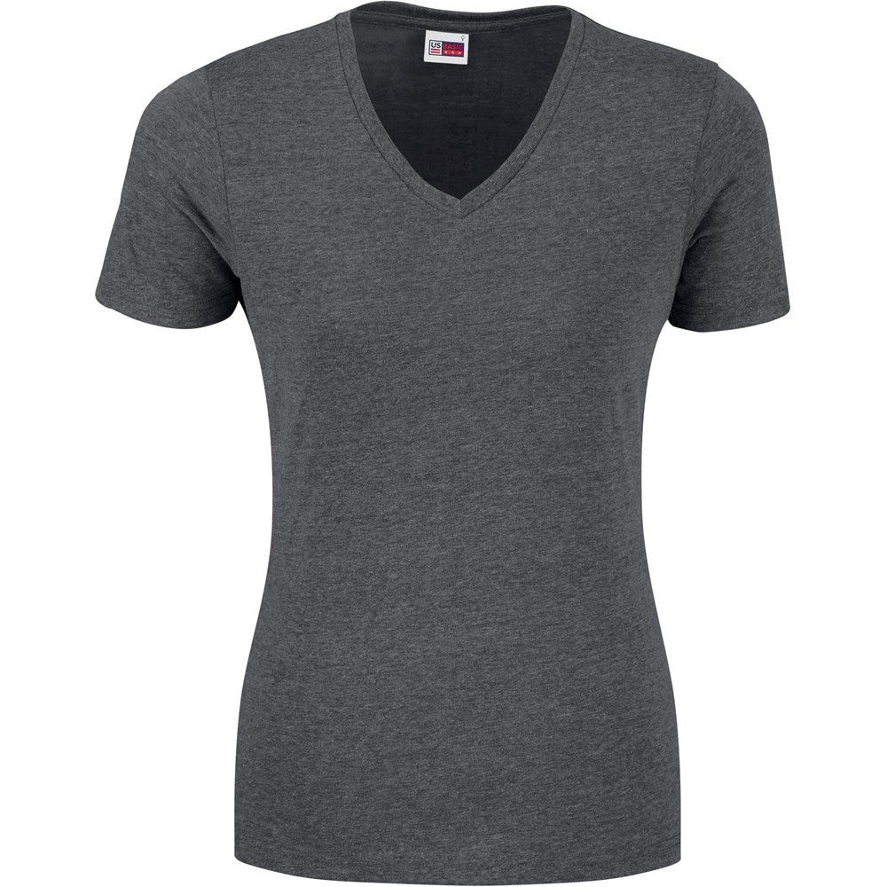 Ladies Michigan Melange V-Neck T-Shirt DARK GREY