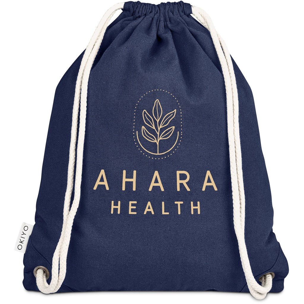 Okiyo Kinchaku Recycled Canvas Drawstring Bag NAVY