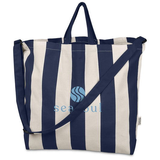 Okiyo Natsuri Recycled Canvas Large Beach Bag NAVY