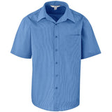 Mens Short Sleeve Micro Check Shirt BLUE