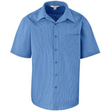 Mens Short Sleeve Micro Check Shirt - Light Blue BLUE
