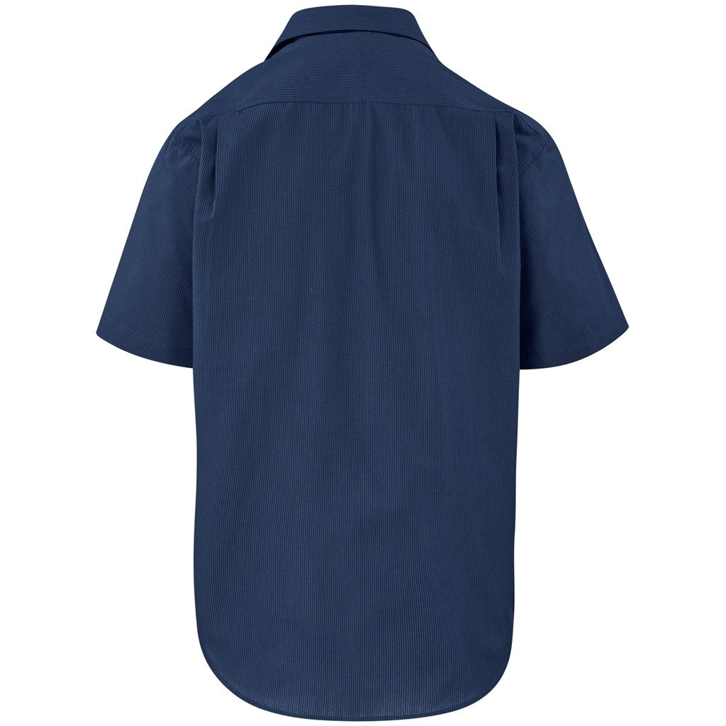Mens Short Sleeve Micro Check Shirt - Light Blue