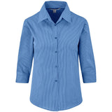 Ladies 3/4 Sleeve Micro Check Shirt BLUE