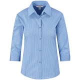 Ladies 3/4 Sleeve Micro Check Shirt LIGHT BLUE