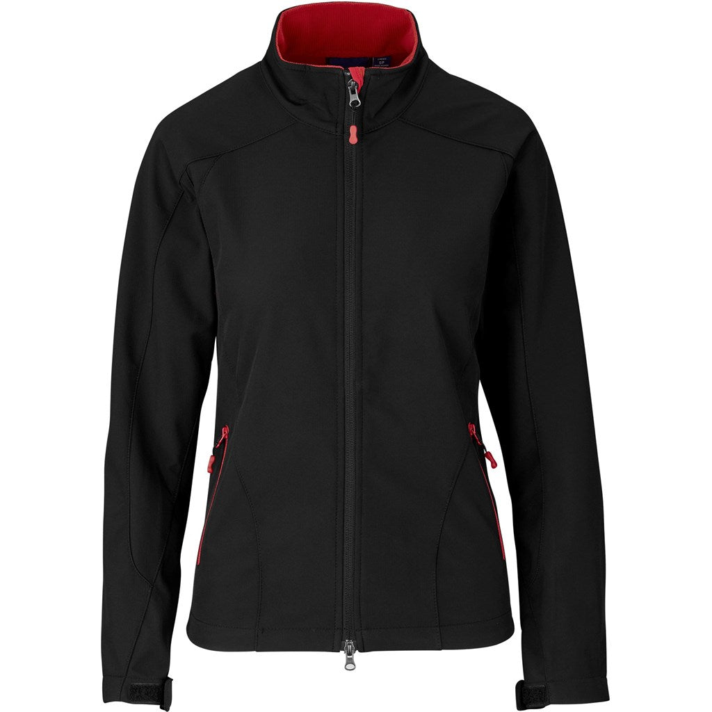 Ladies Geneva Softshell Jacket - Black Red BLACK RED