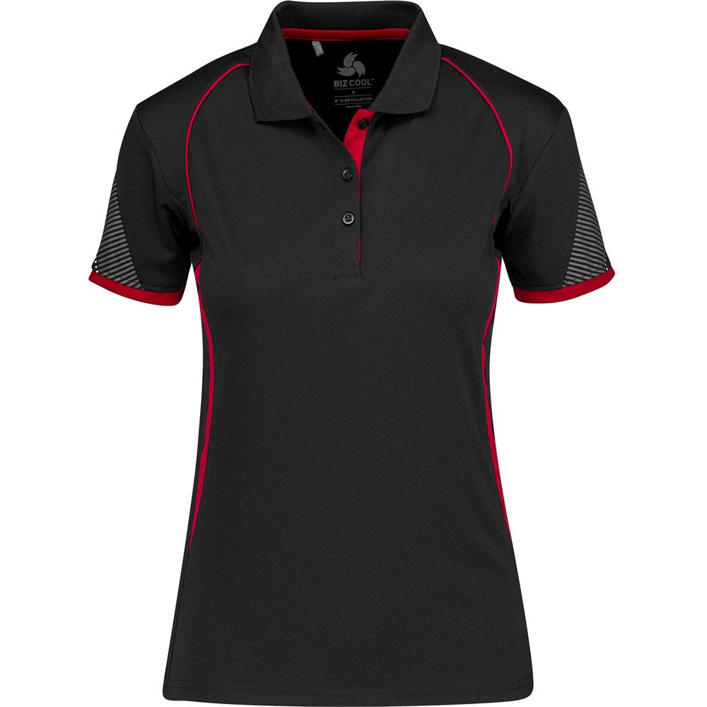 Ladies Razor Golf Shirt BLACK RED
