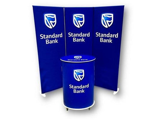 Bespoke Retail Display Kits - Mini Slinky Wall with Midi Elliptical Plinth