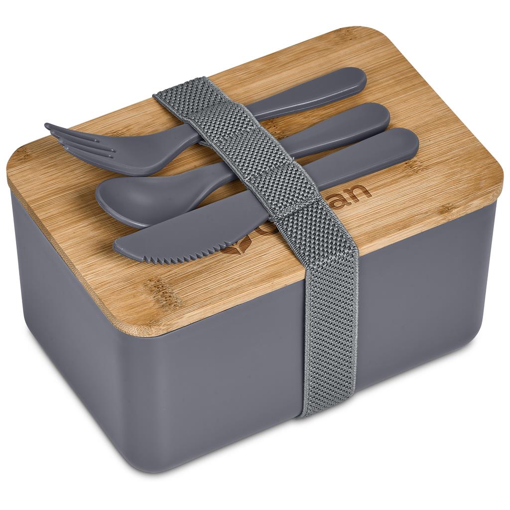 Okiyo Pasuta Recycled Plastic & Bamboo Lunch Box GREY