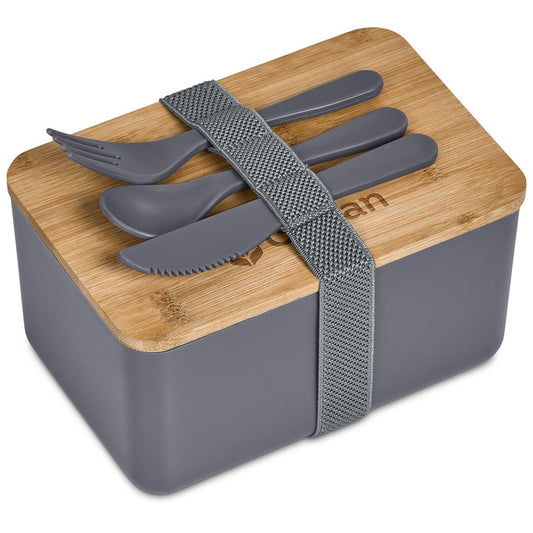 Okiyo Pasuta Recycled Plastic & Bamboo Lunch Box GREY