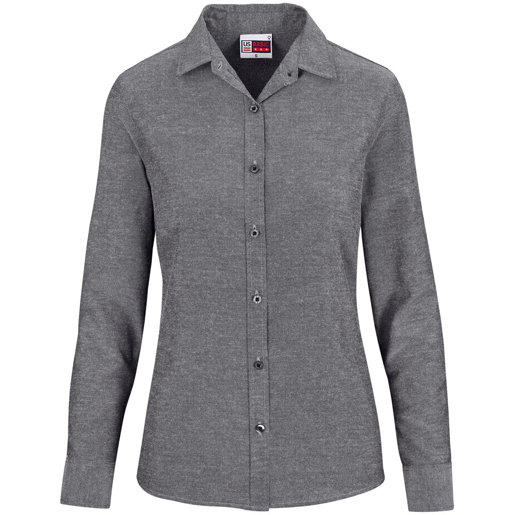 Ladies Long Sleeve Oxford Shirt DARK GREY