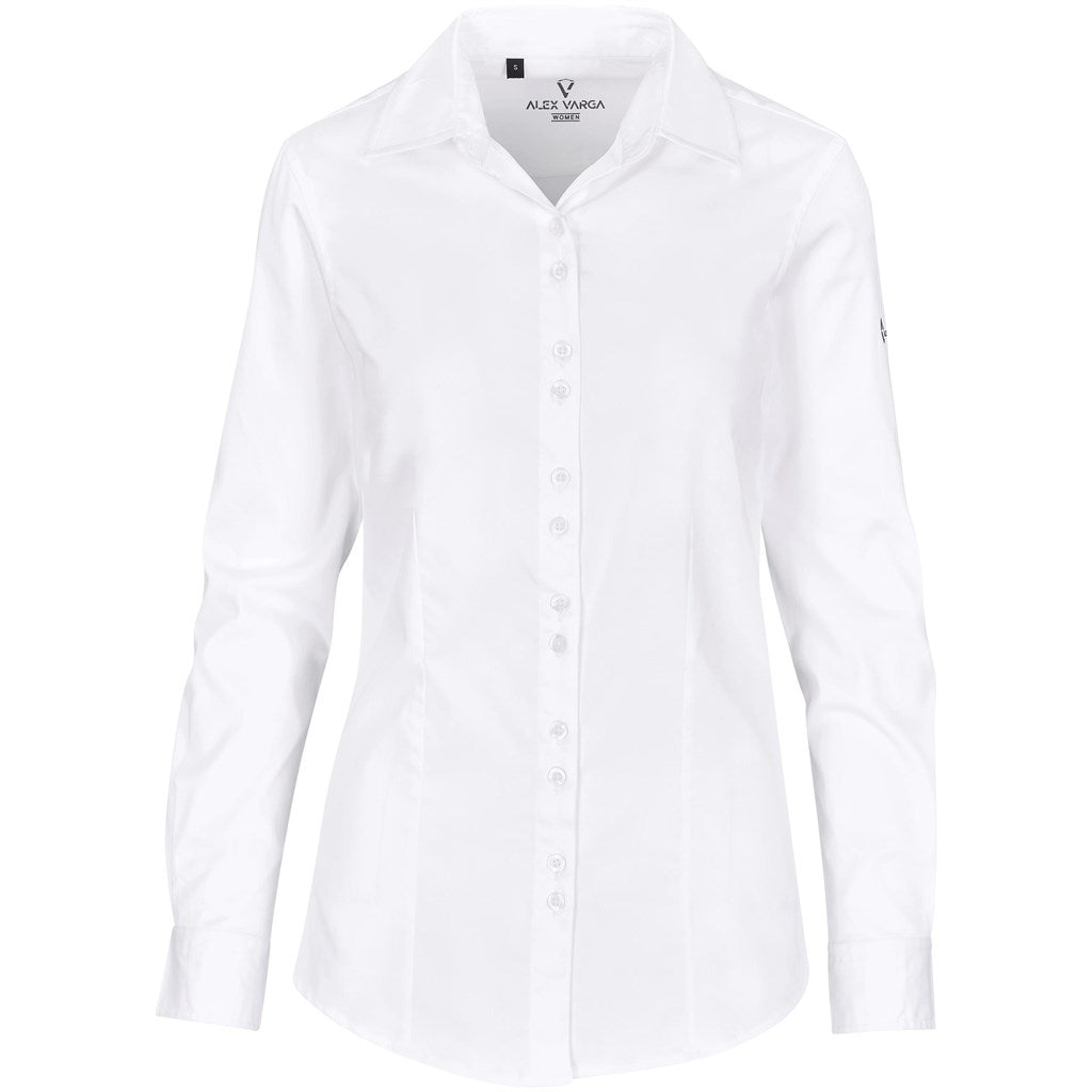 Ladies Long Sleeve Alex Varga Opus Stretch Shirt WHITE
