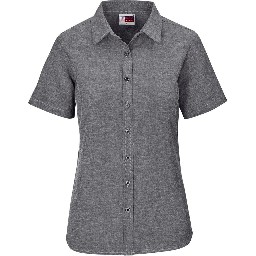 Ladies Short Sleeve Oxford Shirt DARK GREY