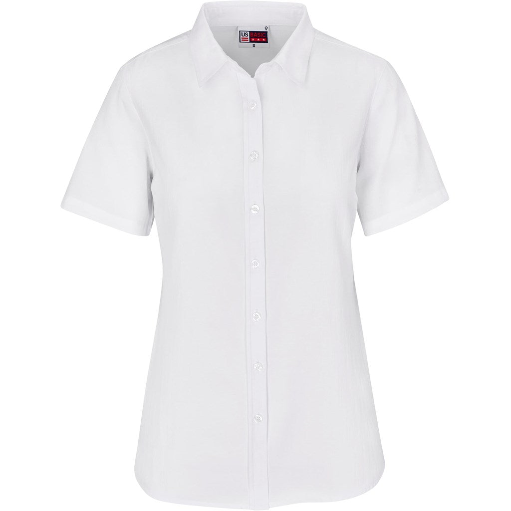 Ladies Short Sleeve Oxford Shirt WHITE