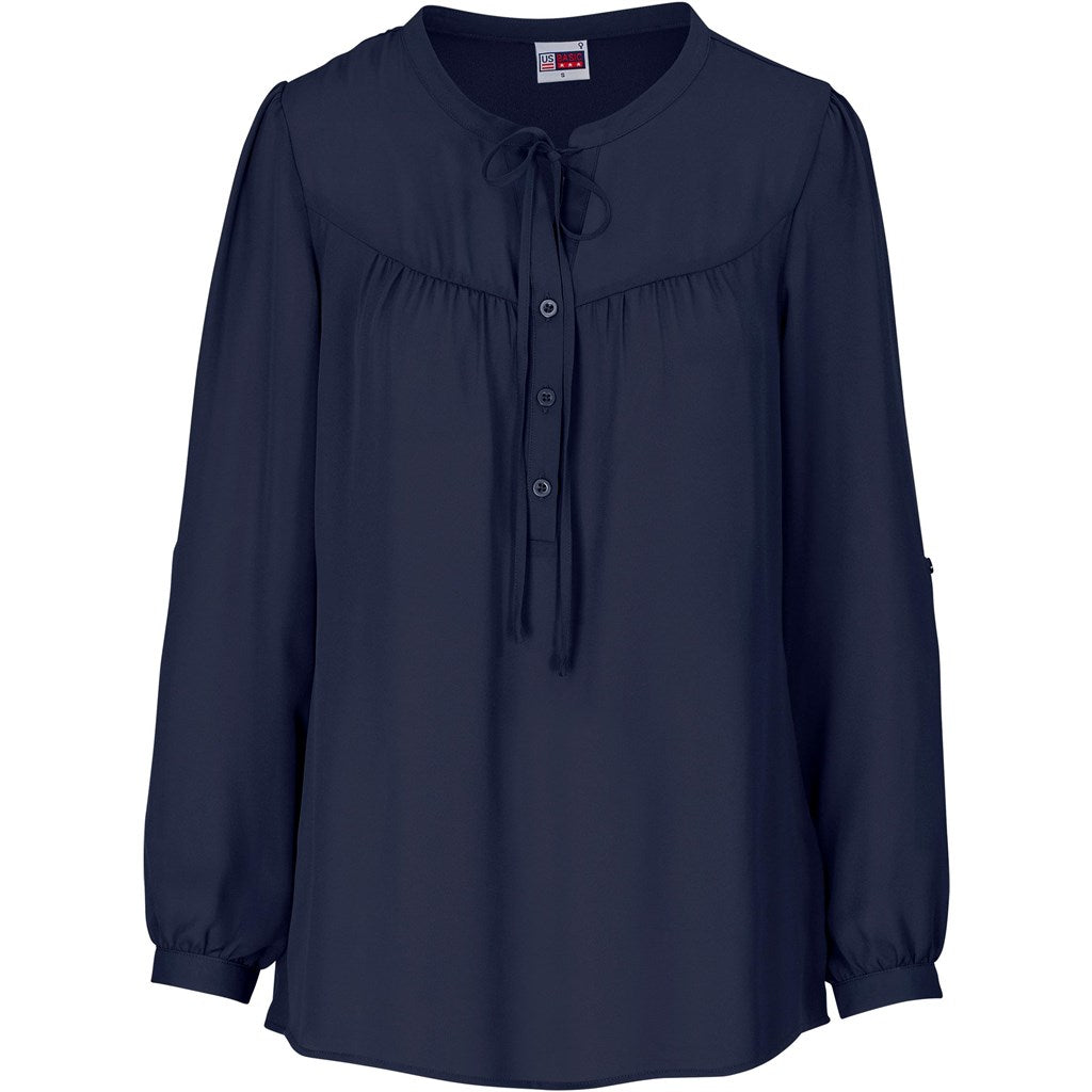 Ladies Long Sleeve Candice Blouse NAVY
