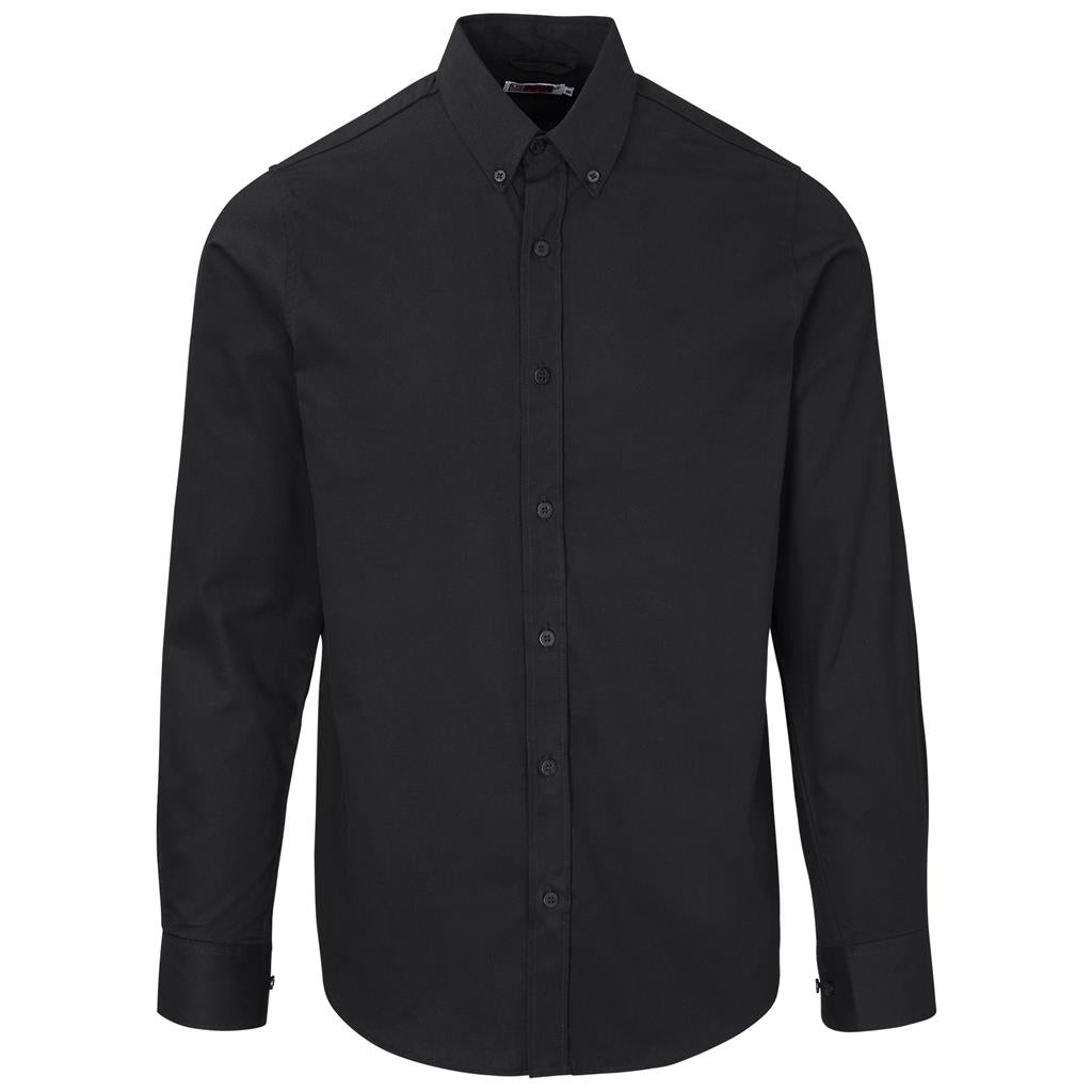 Mens Long Sleeve Cotton Twill Moderna Shirt BLACK