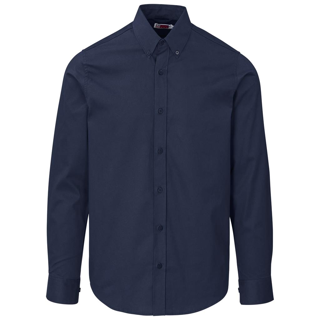 Mens Long Sleeve Cotton Twill Moderna Shirt NAVY