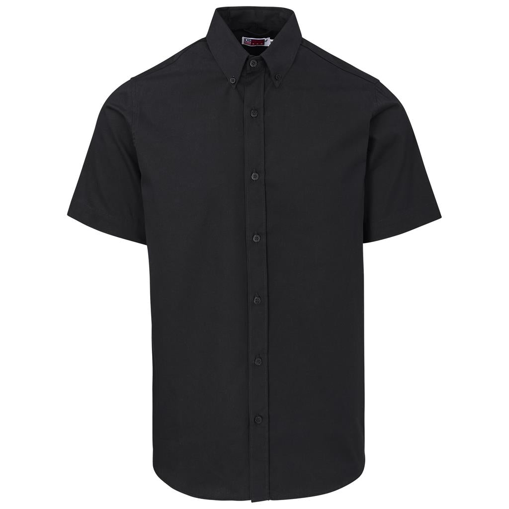 Mens Short Sleeve Cotton Twill Moderna Shirt BLACK