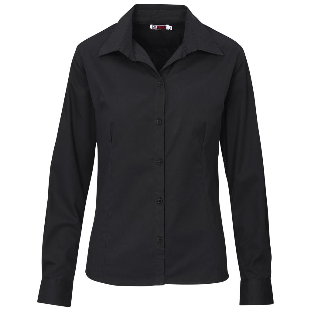 Ladies Long Sleeve Cotton Twill Moderna Shirt BLACK