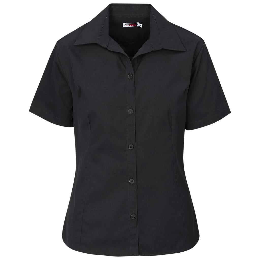 Ladies Short Sleeve Cotton Twill Moderna Shirt BLACK