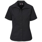 Ladies Short Sleeve Cotton Twill Moderna Shirt BLACK