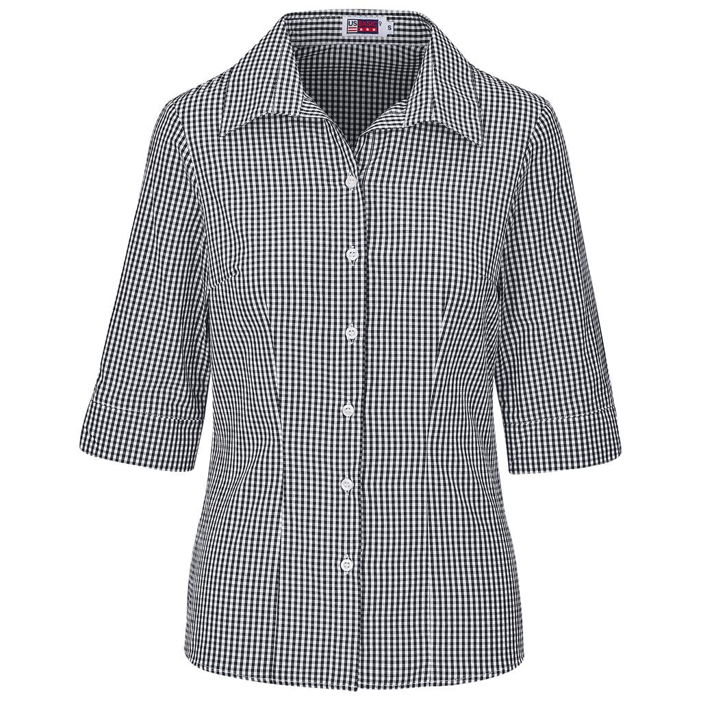 Ladies 3/4 Sleeve Ashford Shirt BLACK