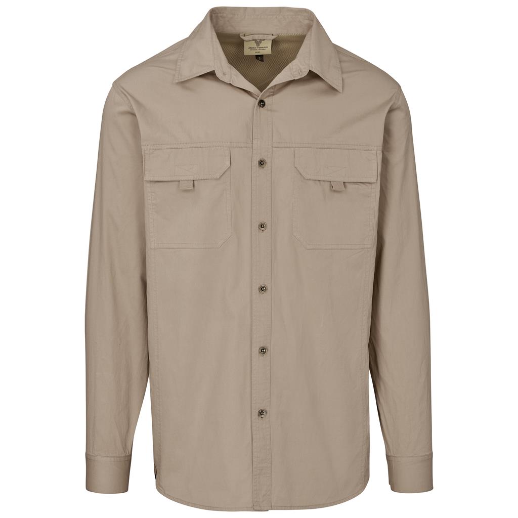 Mens Long Sleeve Mawenzi Twill Shirt KHAKI
