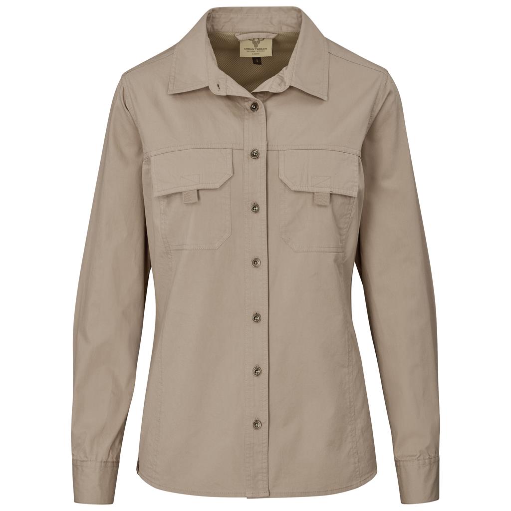 Ladies Long Sleeve Mawenzi Twill Shirt KHAKI