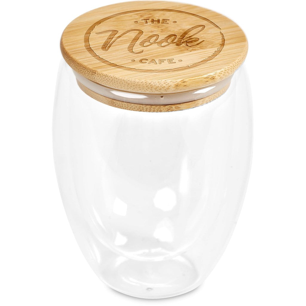 Okiyo Moco Glass & Bamboo Double-Wall Cup - 350ml NATURAL