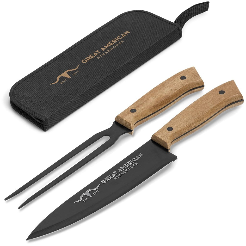 US Basic Butcher's Block Carving Set BLACK
