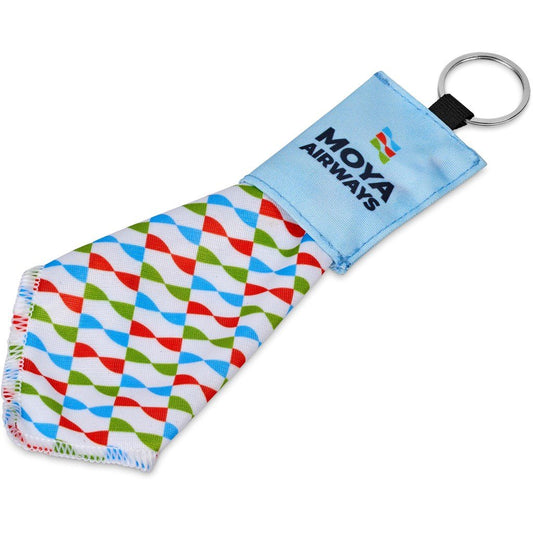 Pre-Printed Sample Hoppla Aquila Polyester Keyring Pouch with Cleaning Cloth BLACK